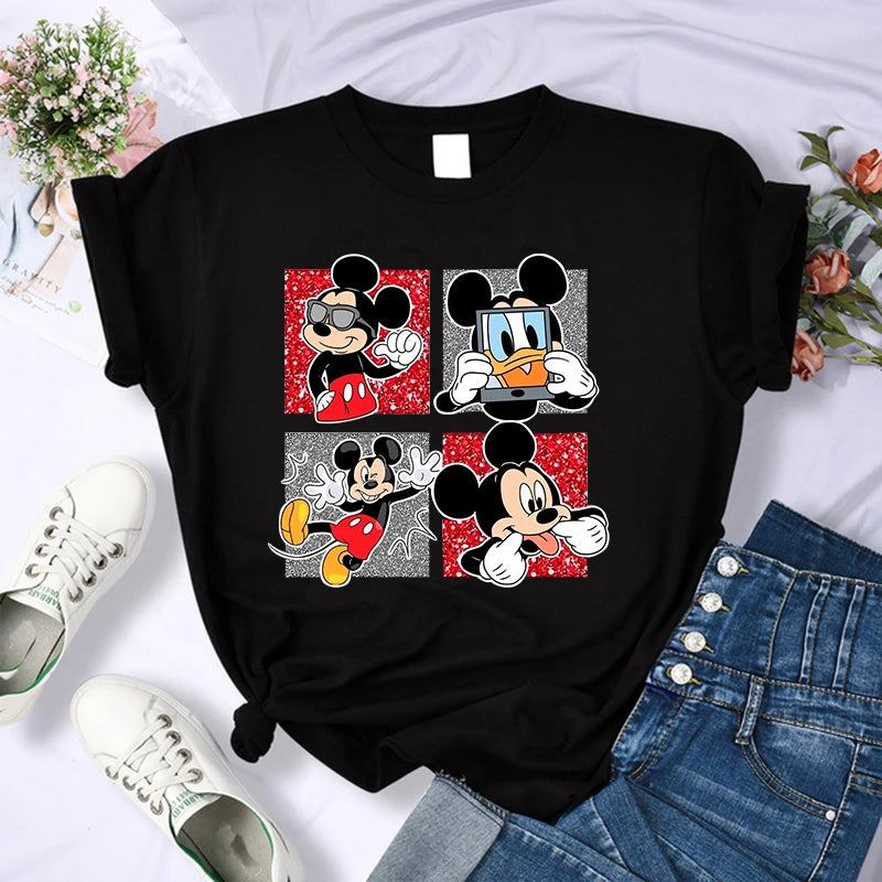 90s Y2k Mickey Print T-shirts for Women Fashion