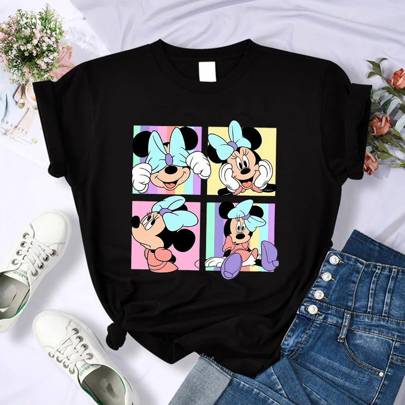 90s Y2k Mickey Print T-shirts for Women Fashion