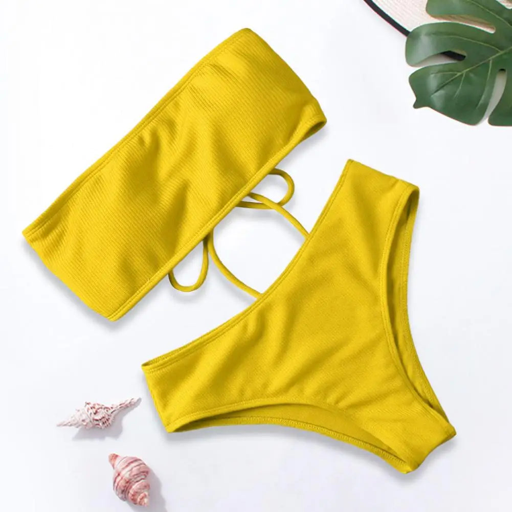 1 Set Lady Swimwear Soft Padded Bra Bathing Suit Split Bikini