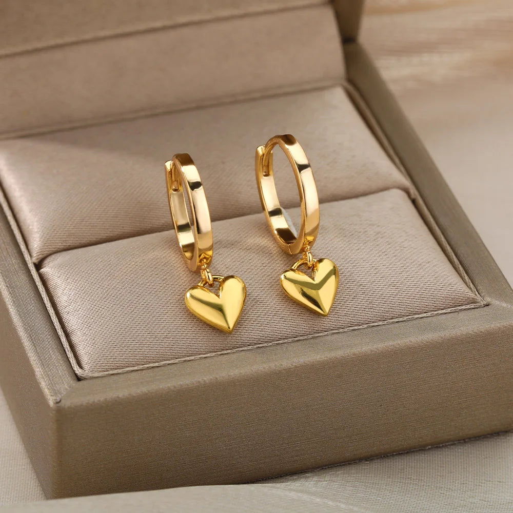 WaterProof Zircon Gold Color Hoop Earrings For Women