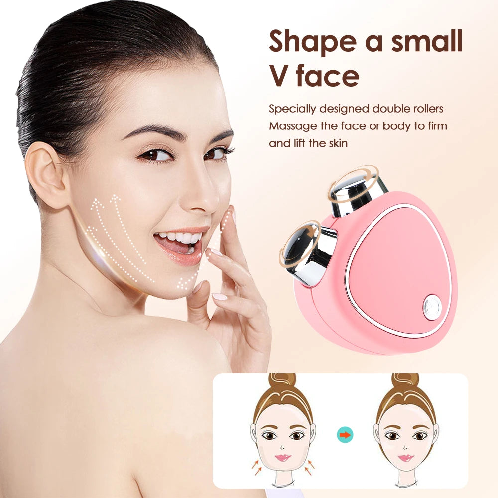 Facial Massager Mini Portable Microcurrent Facial Lifting Massage Roller Skin Rejuvenation Face Neck Firming Beauty Device