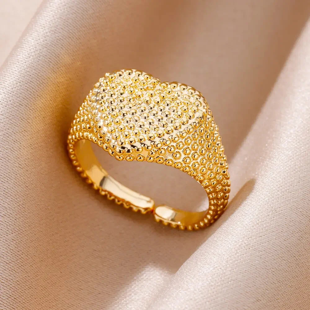 Stainless Steel Aesthetic Heart Gold Color Wedding Ring