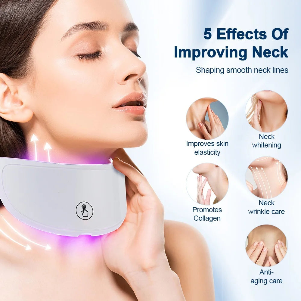 Neck LED Mask 7 Colors Photon Anti-Wrinkle Skin Brightening