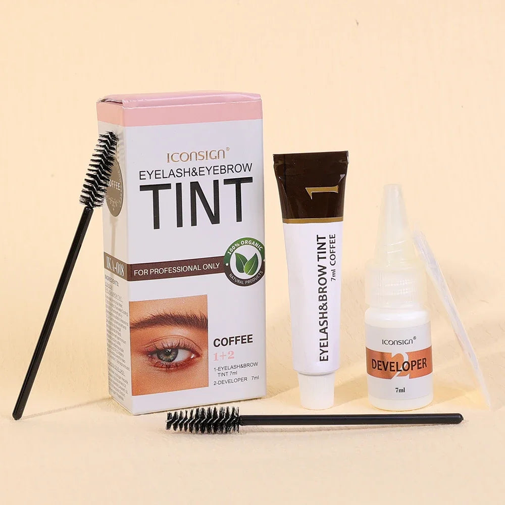 Waterproof Semi Permanent Eyelash Eyebrow Dye Tint Kit 2 in 1