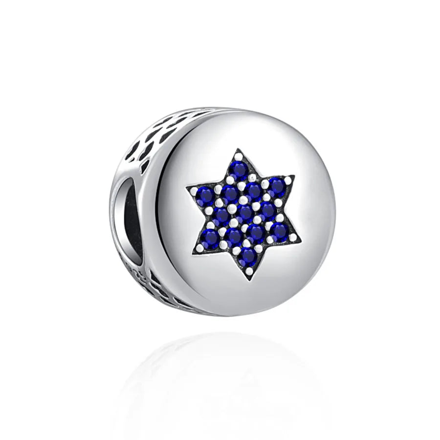 925 Sterling Silver Plated Blue Pave Series Star Owl Butterfly Moon Pendant Diy Jewelry Bead Fit European Bracelet