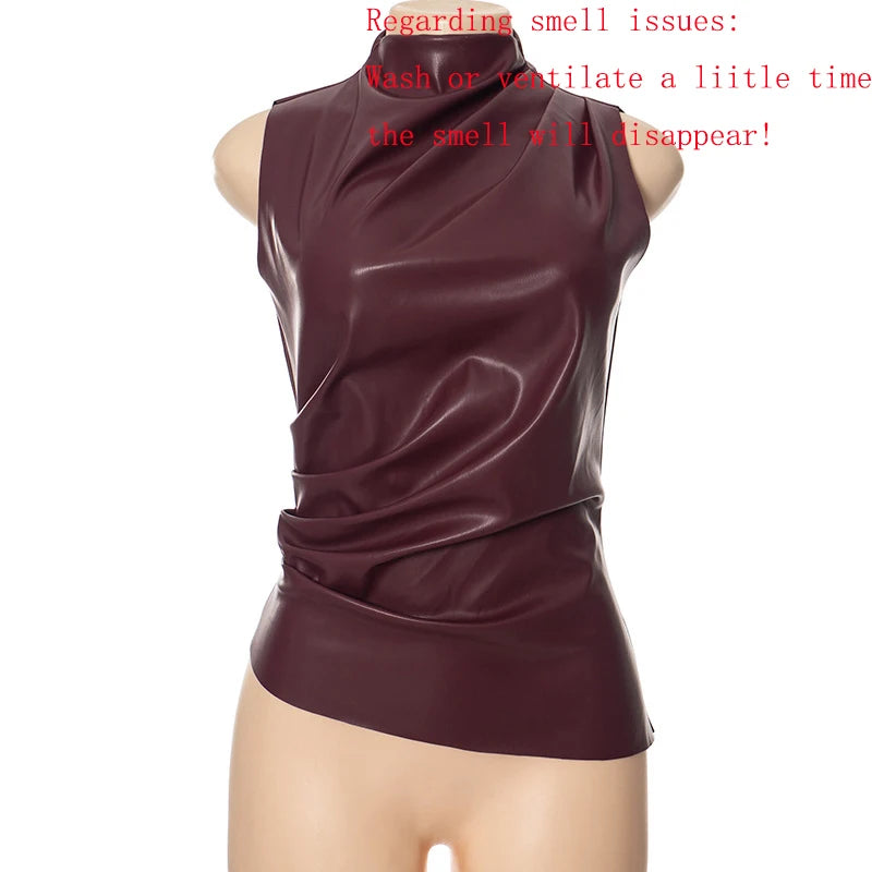 Gtpdpllt PU Leather High Fashion Tank Top