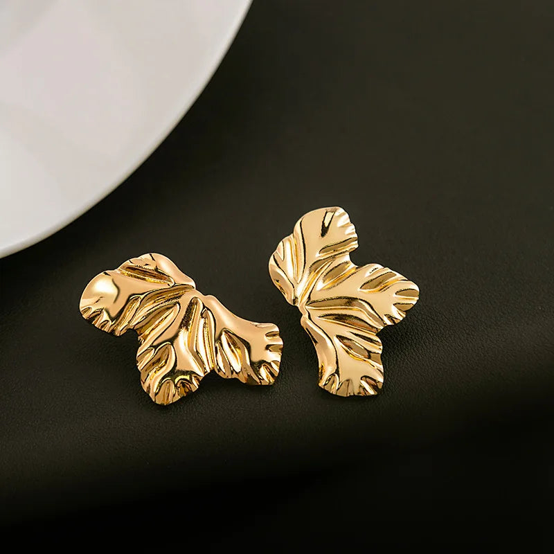 Vintage Irregular Metal Stud Earrings For Women Fashion