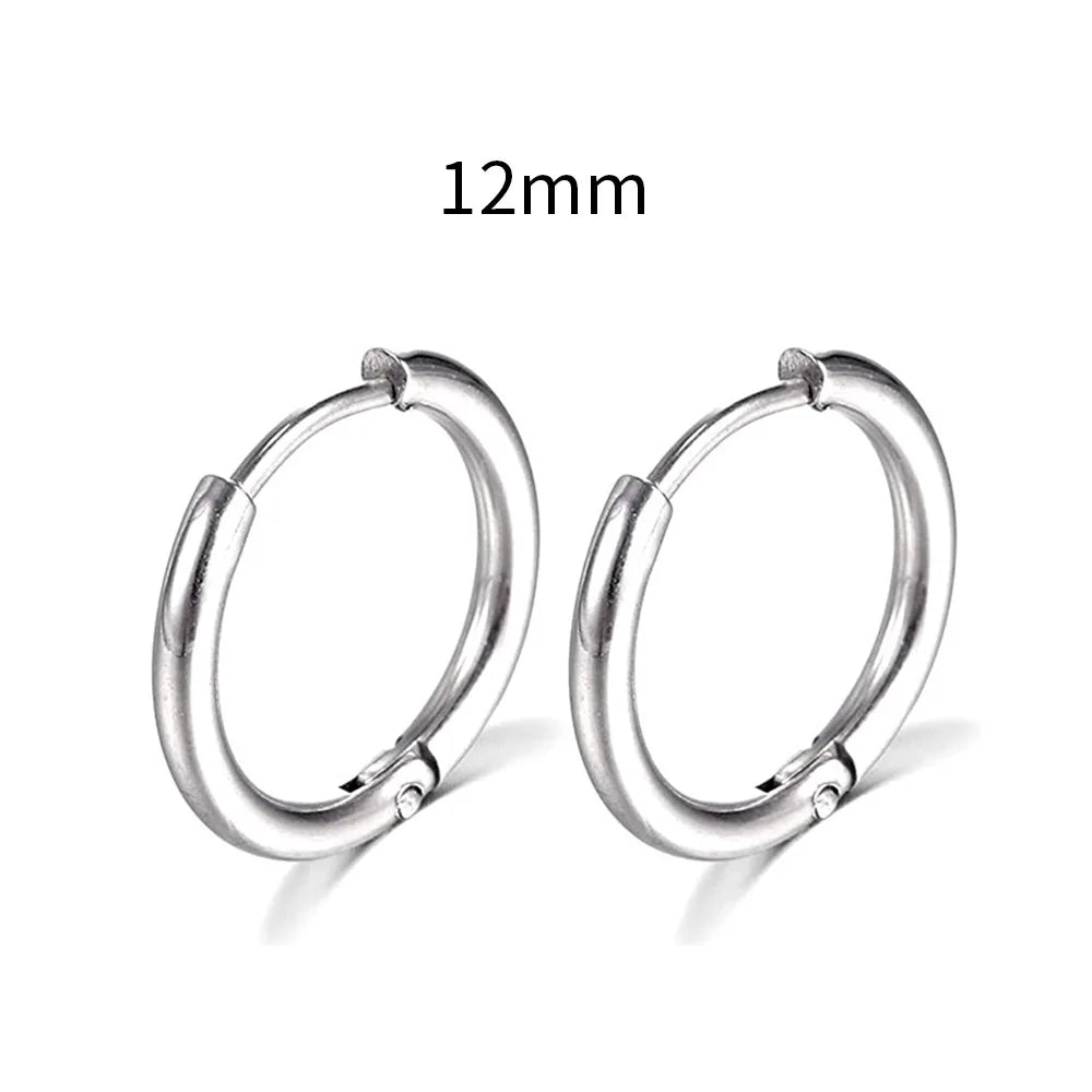 Simple Stainless Steel Small Hoop Earrings for Women