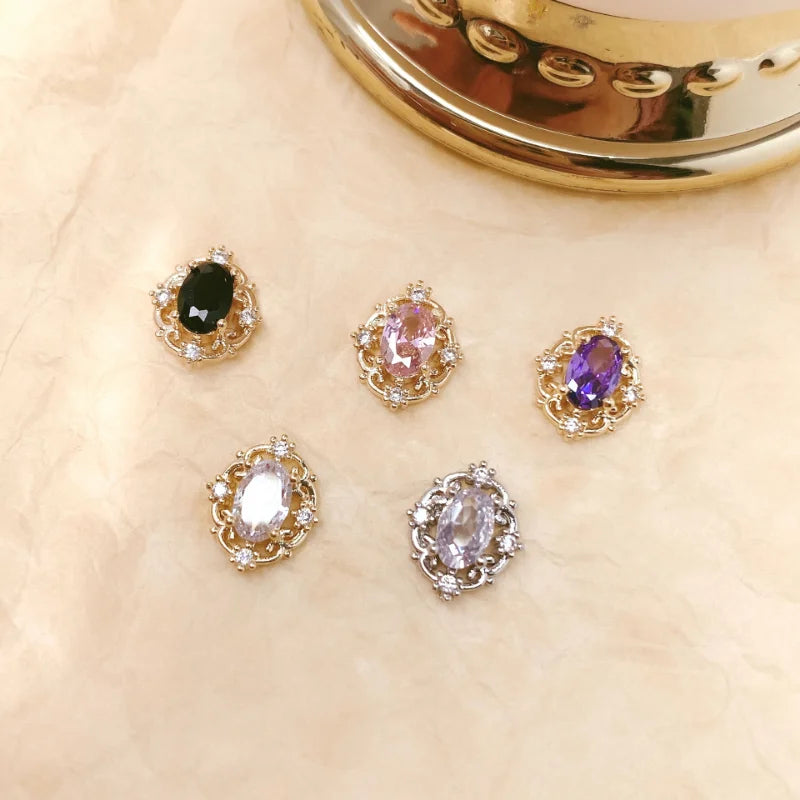 10Pcs Retro Nail Art Zircon Jewelry