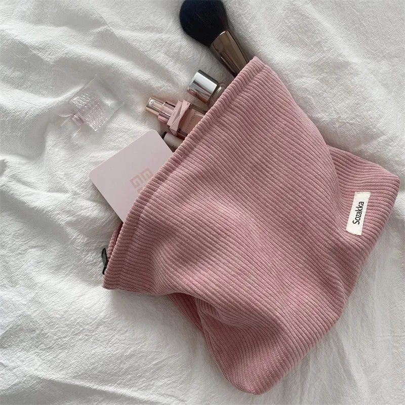 Corduroy Travel Portable Makeup Storage Bag