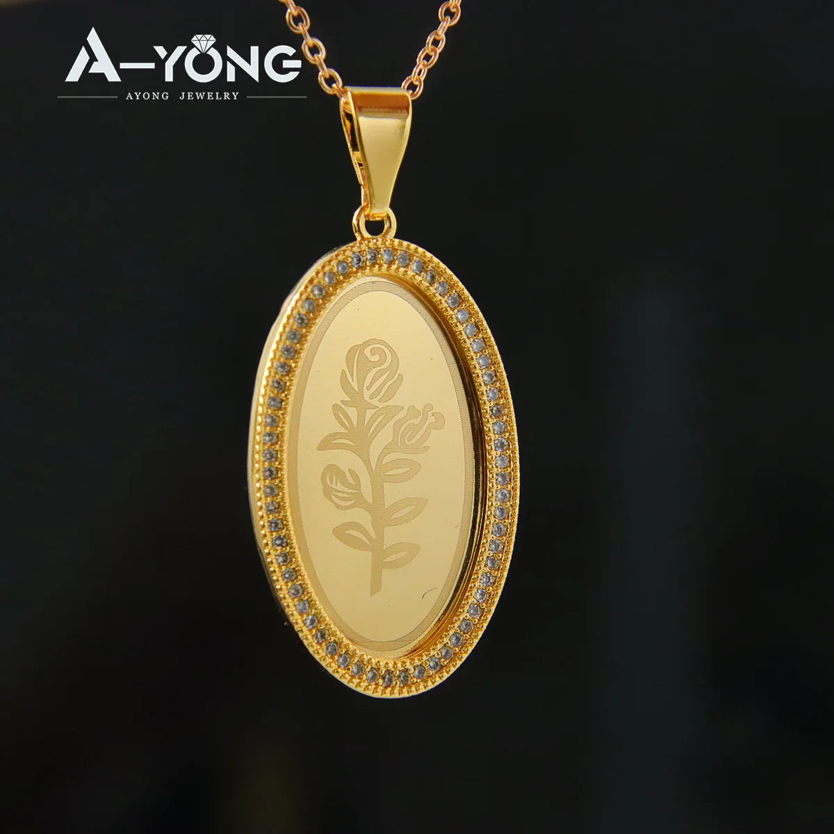 AYONG Arab Gold Pendant 18k Gold Plated Dubai Turkish Oval Necklace