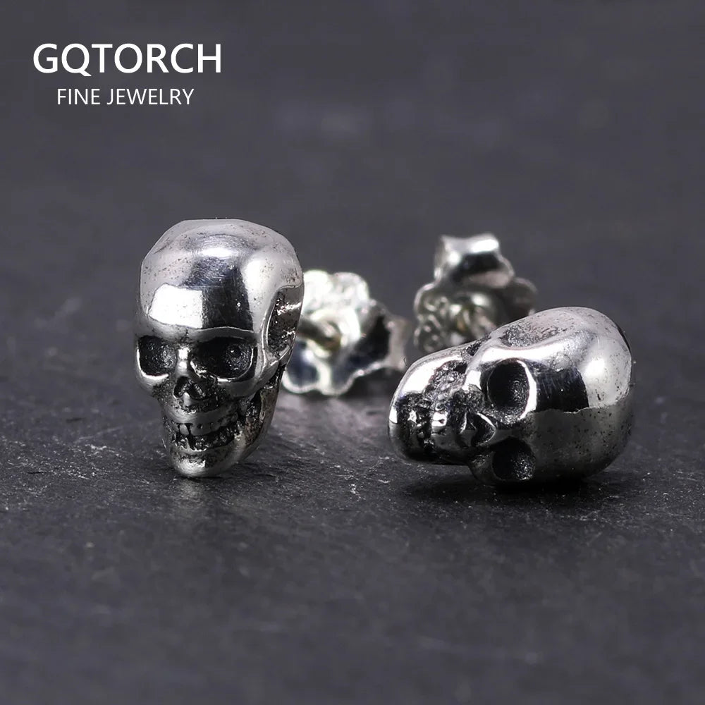 Real 925 Sterling Silver Skull Earrings Studs Set Small Rock Punk