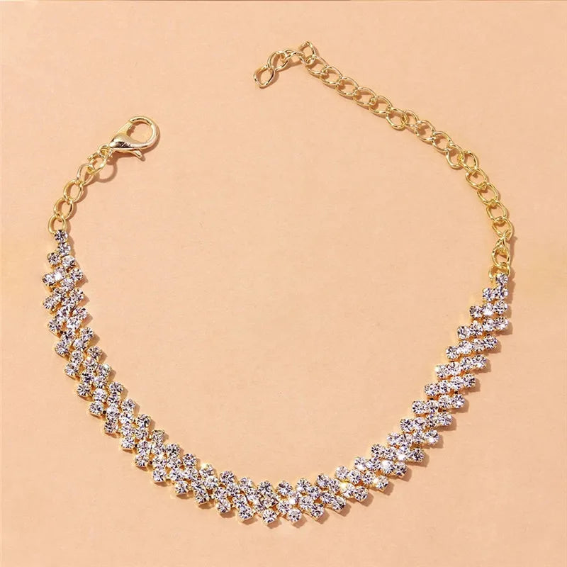 Fashionable Shining Cubic Zirconia Chain Anklet for Women